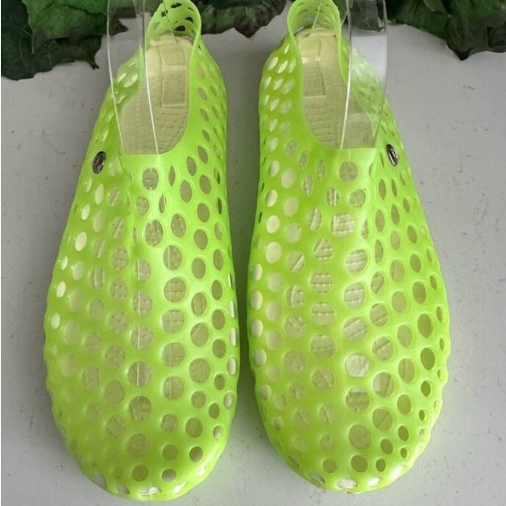 Neon Green Women's Slip-On Perforated Beach Shoes